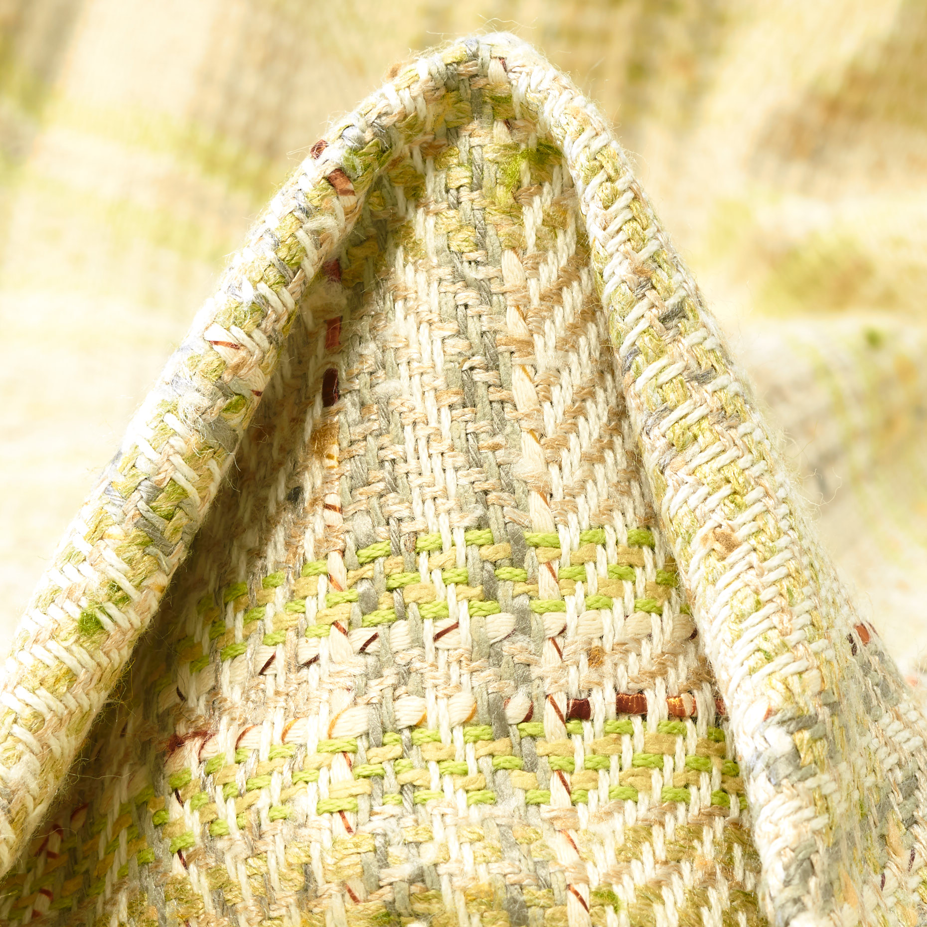 CHANEL, VIRGIN WOOL, COTTON, ANTIQUE WHITE&MOSS GRAY (F000007256)