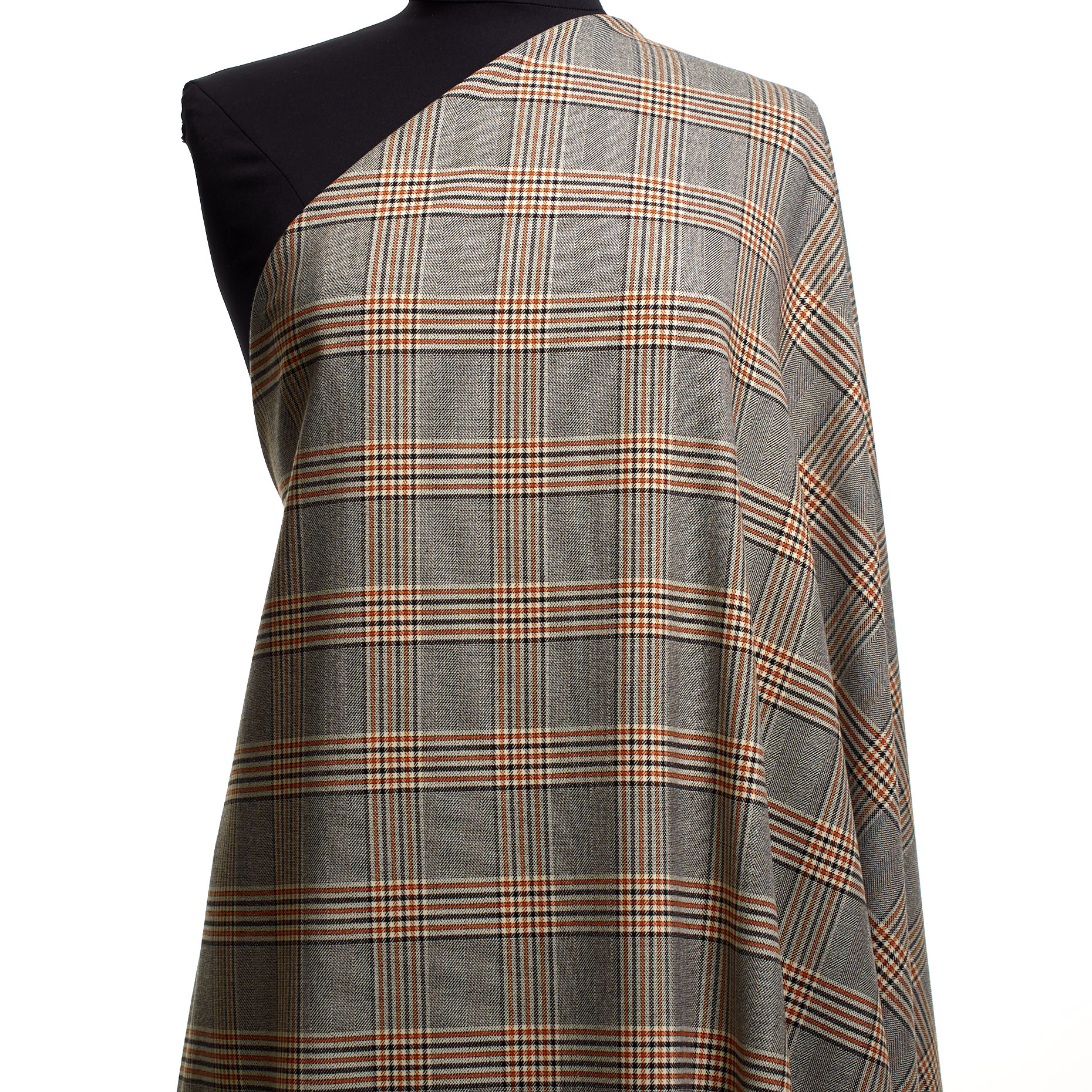 Смесовая Вискоза, Клетка, Стрейч, Ginger Bread&Ivory (F000040020) - Манекен