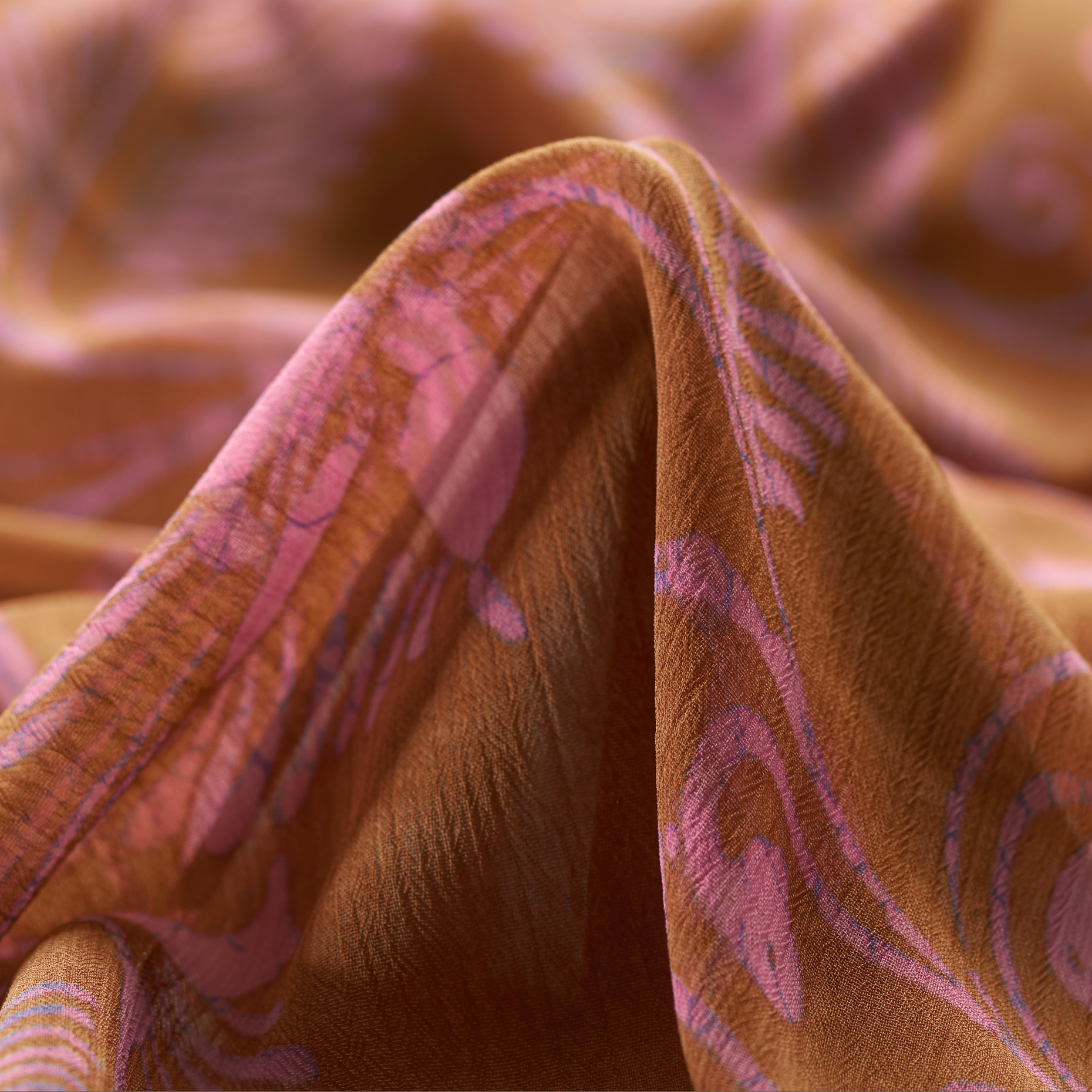 CRÊPE DE CHINE, WRINKLY, PRINTED, CARTOUCHE (F000022843)