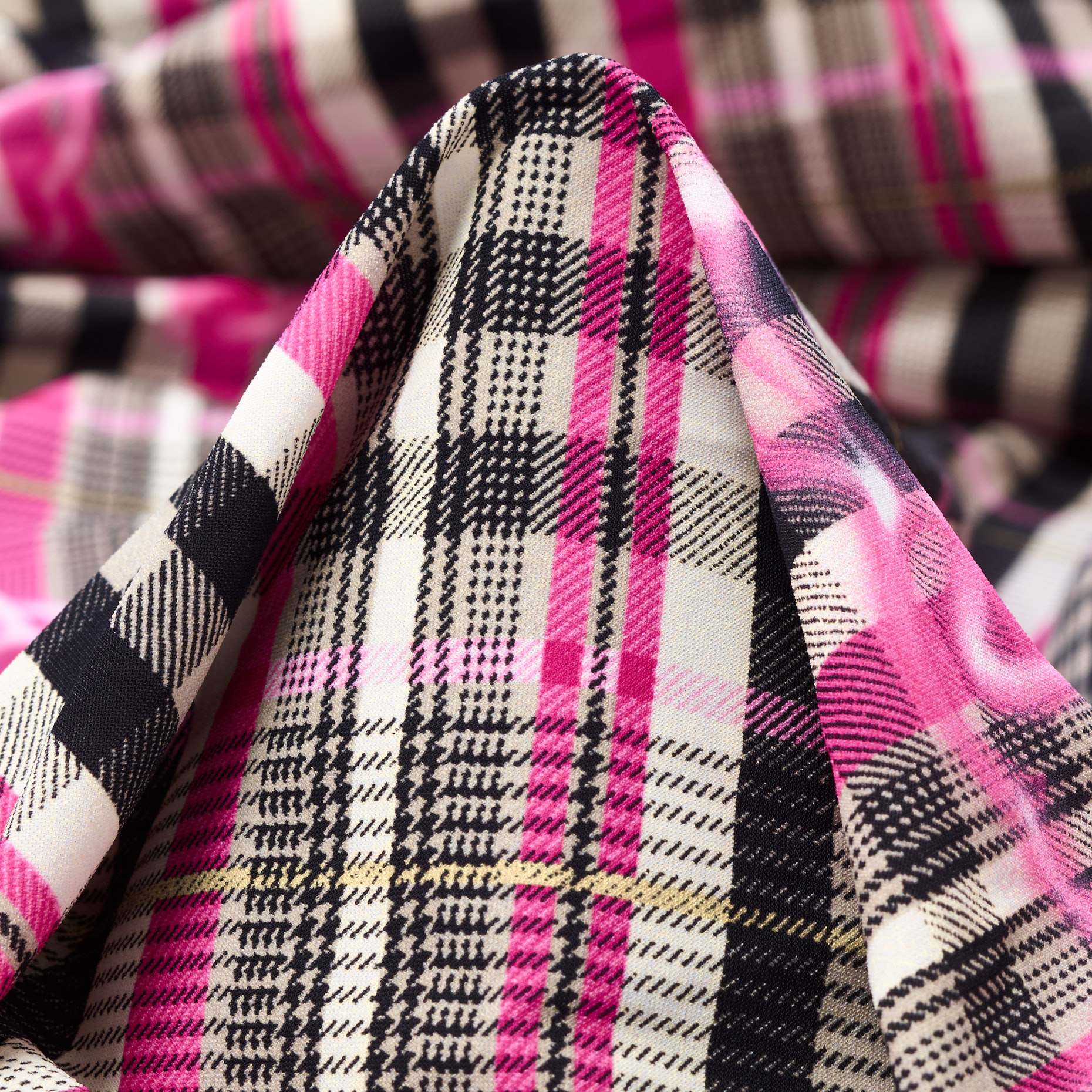 TECHNO JERSEY, PRINTED, HIGH ELASTICITY, PINK PEACOCK&STONE (F000043019)