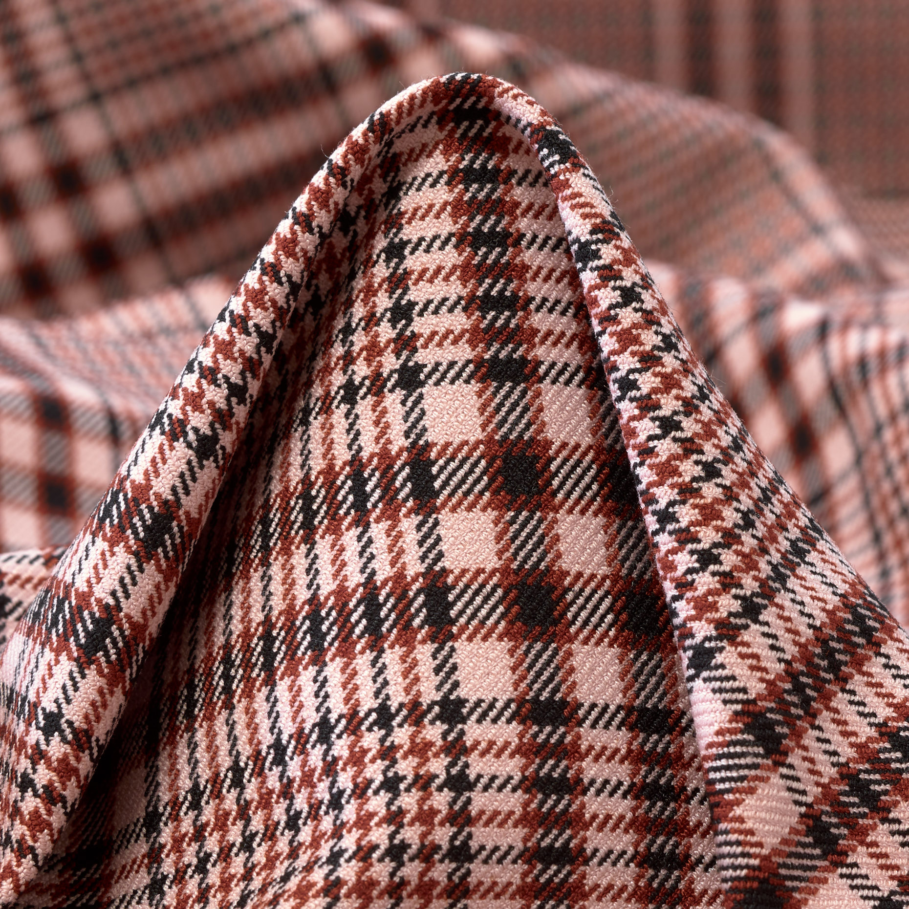 VISCOSE BLEND, ELASTIC, CHECK, BLUSHING BRIDE&RAVEN BLACK (F000035384)