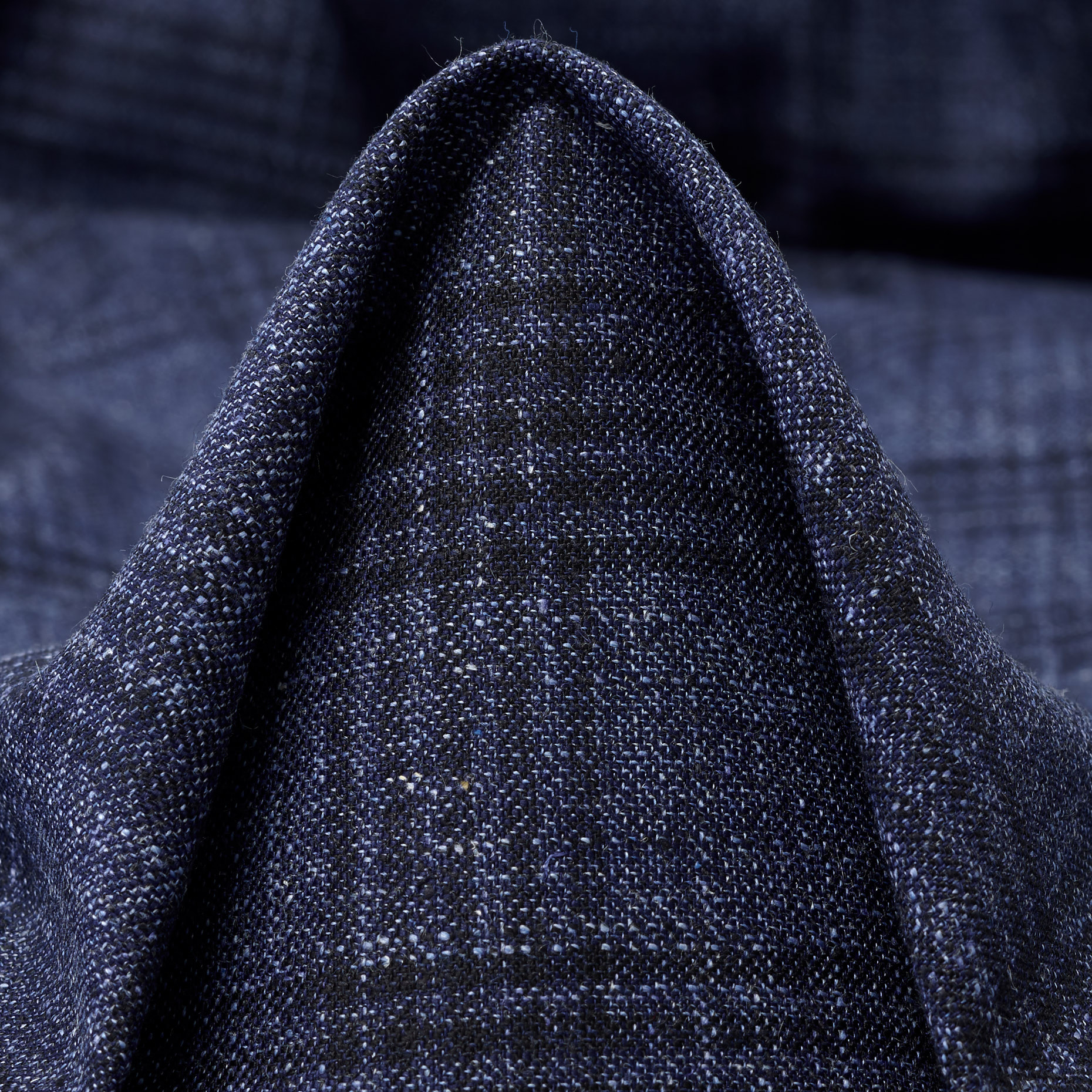 VIRGIN WOOL, LINEN BLEND, CHECK, BLUE INDIGO (F000044424)