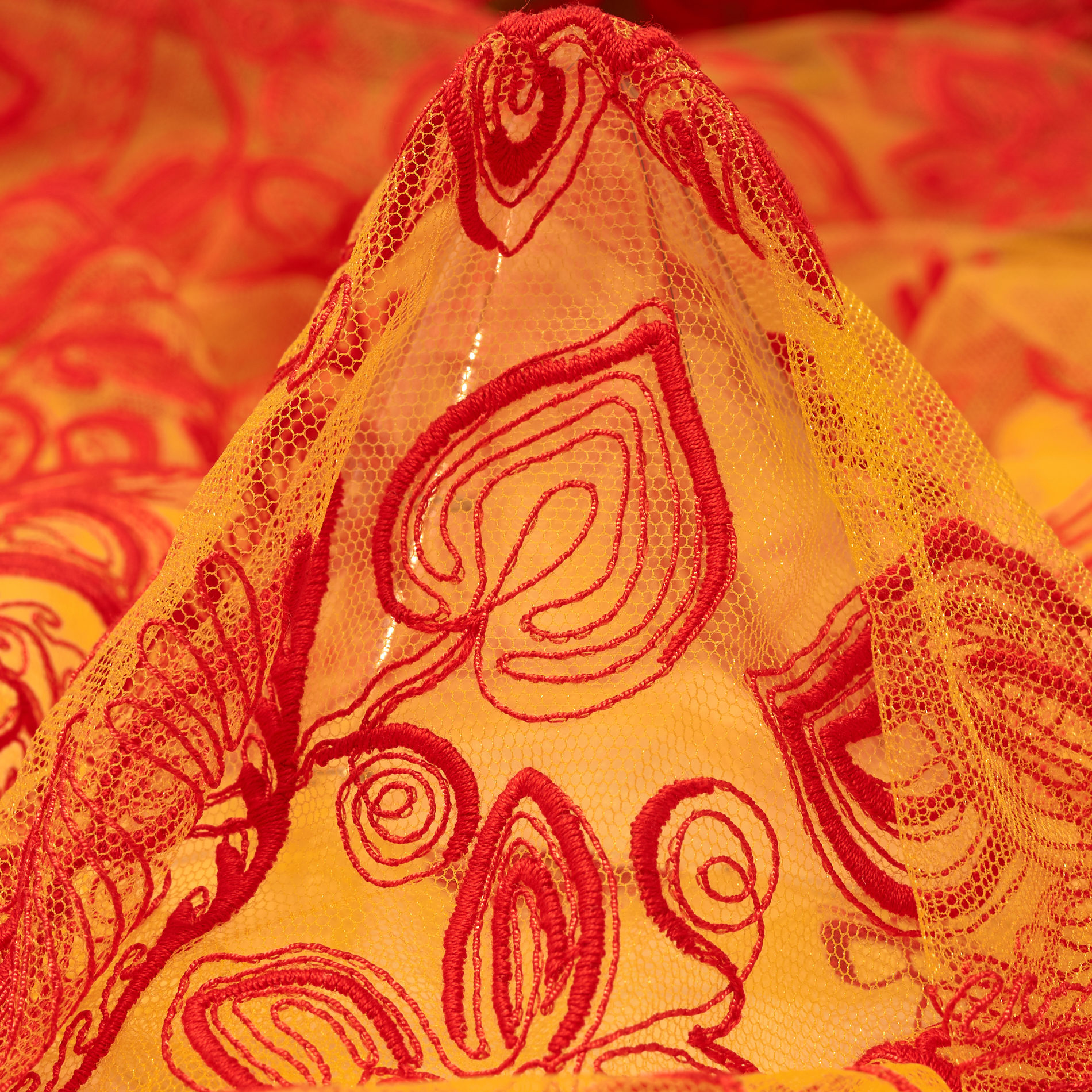 COTTON, TULLE, FLORAL, GOLDEN CREAM&LIPSTICK (F000034414)