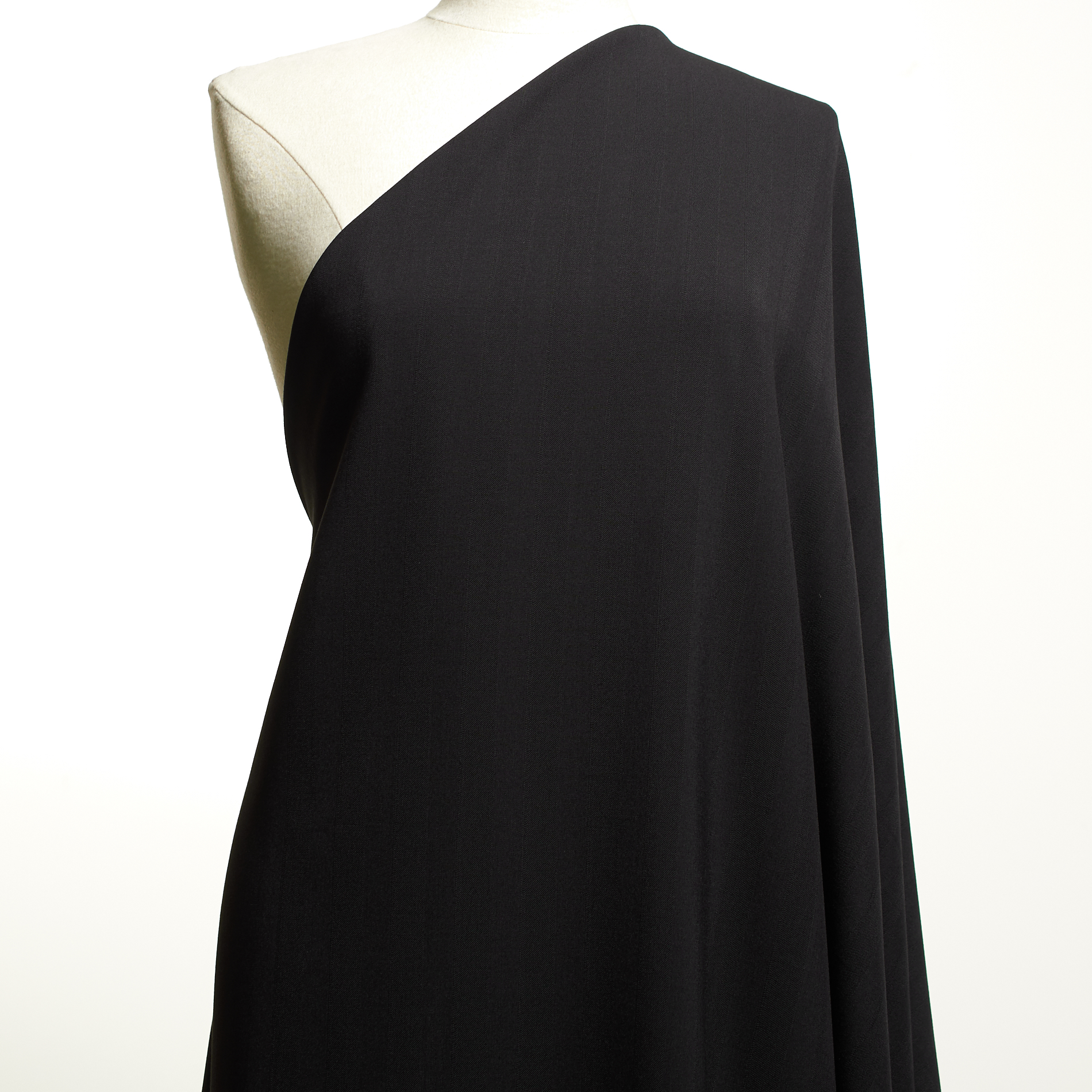 WOOL BLEND, STRIPES, TONE ON TONE, RAVEN BLACK (F000035814) - Mannequin