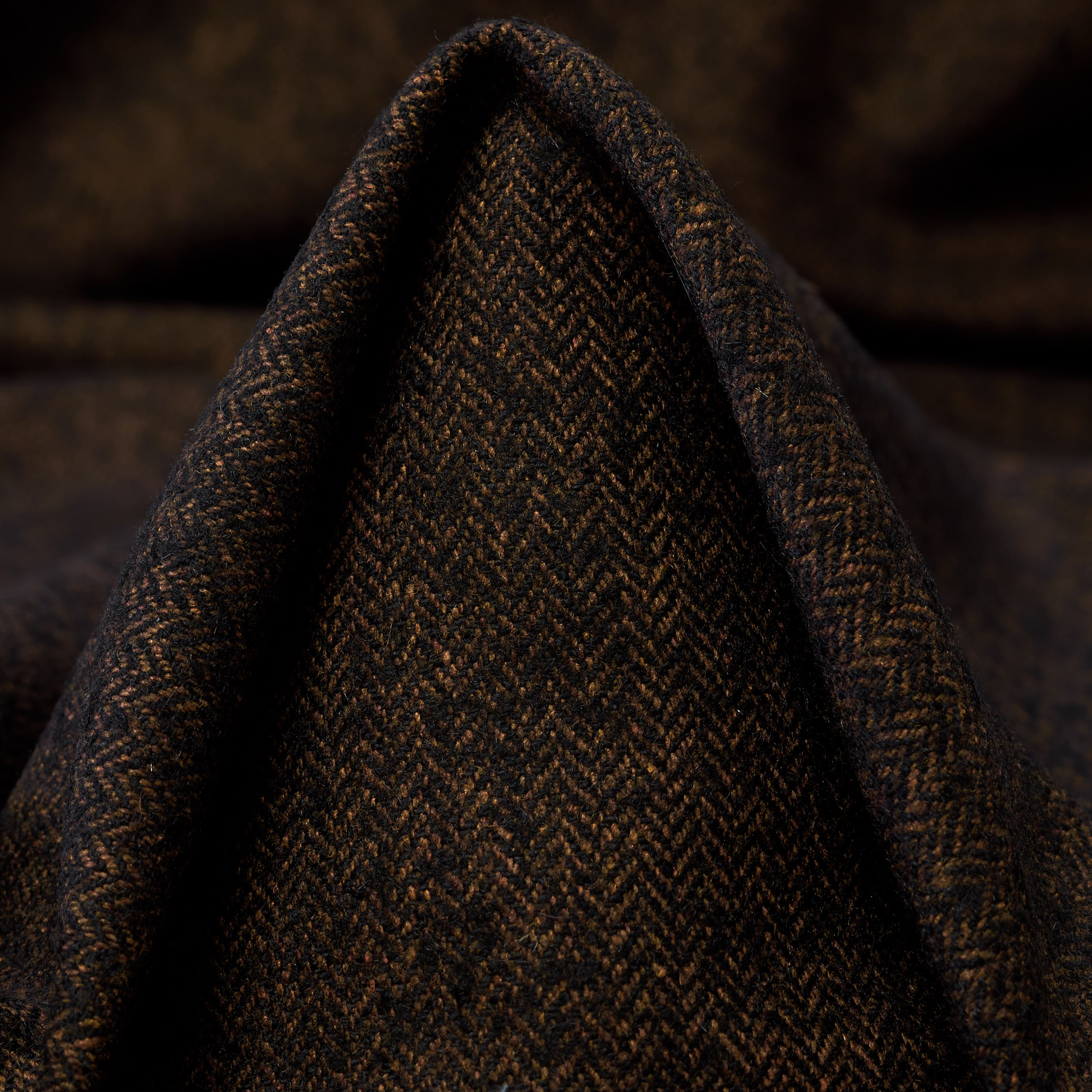 WOOL, VISCOSE BLEND, HERRINGBONE, TIRAMISU&RAVEN BLACK