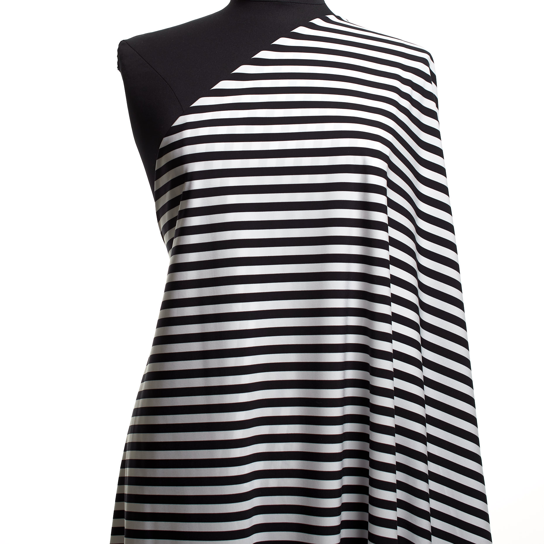 Techno Jersey, Rayas, Alta Elasticidad, Raven Black&Brilliant White (F000041326) - Maniquí