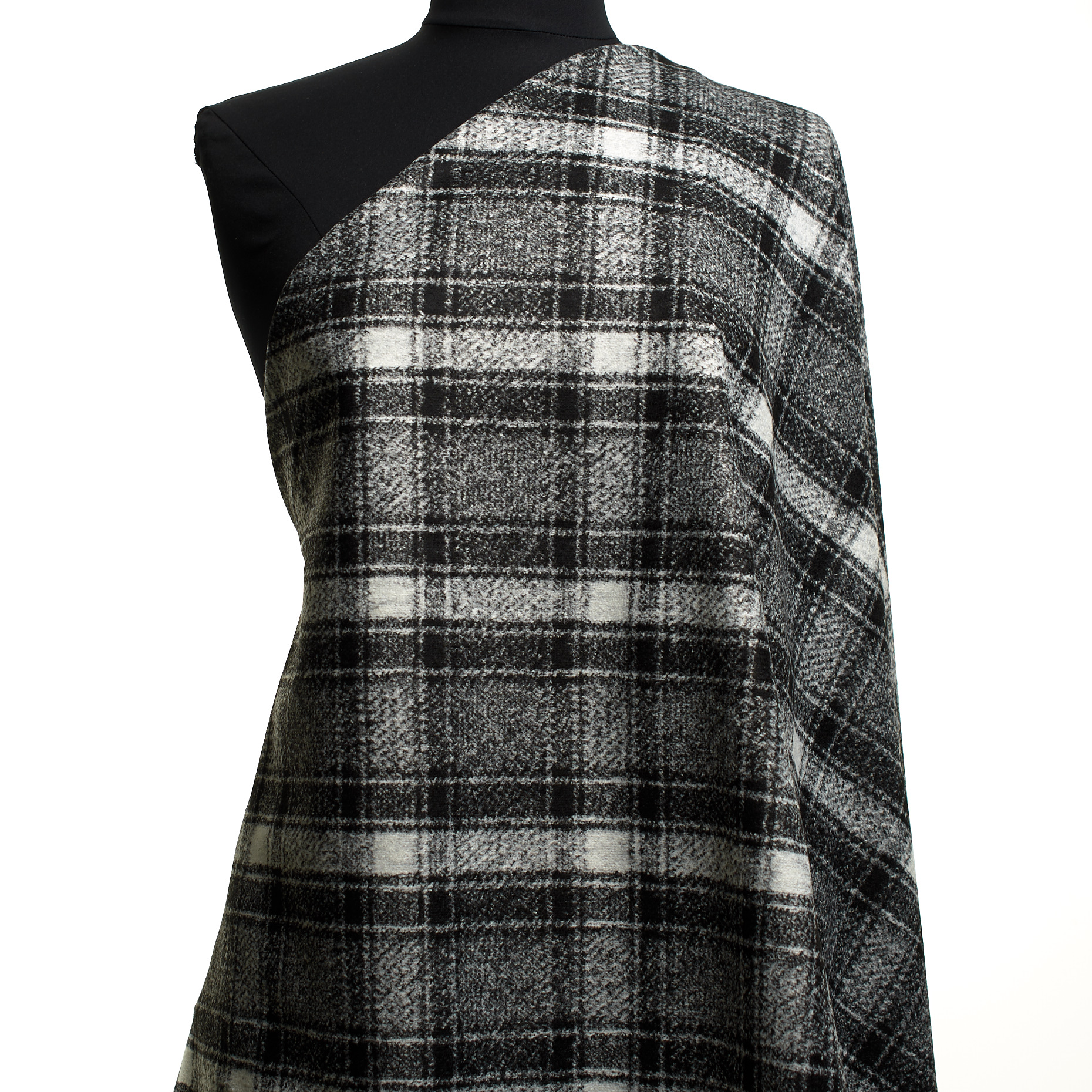 JERSEY, WOOL BLEND, CHECK, VAPOROUS GRAY&RAVEN BLACK (F000047512) - Mannequin